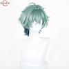 Genshin Impact Lohen Cosplay Wig Light Green and Blue Mix Short wig Heat Resistant Synthetic Anime Wigs + Wig Cap