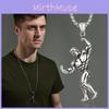 Hip Hop Inspired Silver Muscle Figurine Necklace For Men With Adjustable Length Chain