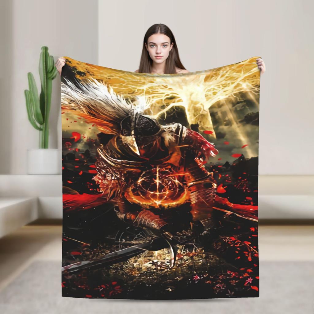 Elden Ring Flannel Blanket Warm Soft Throw Blanket For Bedroom Travel Office Print Bedspread Sofa Bed Cover