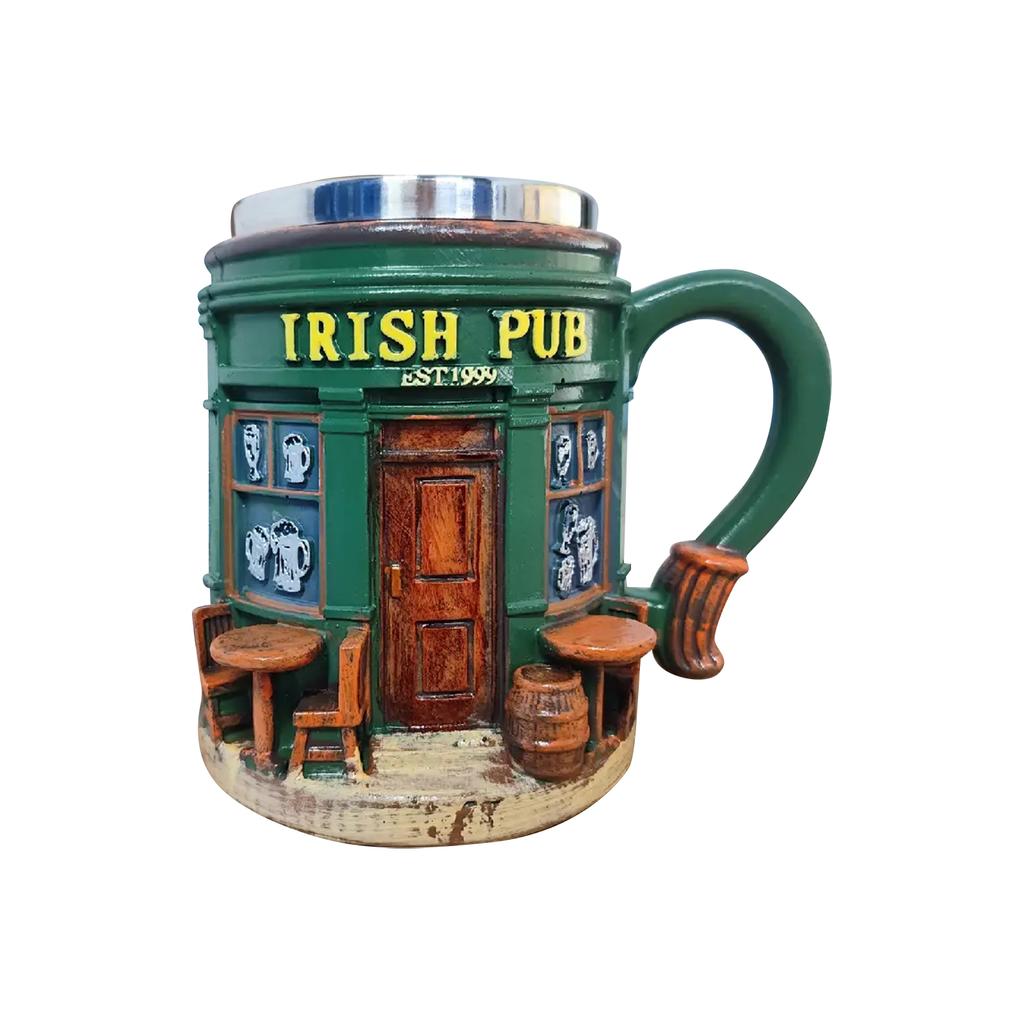 Irská hospoda Pryskyřice Nerezový hrnek Domácí pryskyřičné řemeslné ozdoby