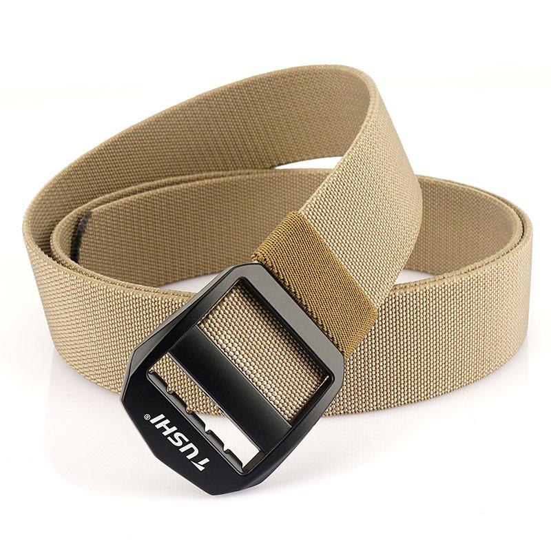 

Новый мужской ремень для поездок на работу с автоматической пряжкой из нейлона, универсальный двухслойный толстый ремень для отдыха на природе 120cm коричневый