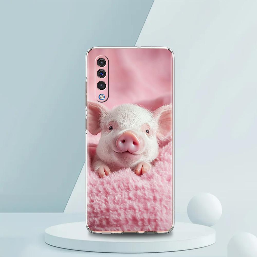 Transparent Phone Case for Samsung Galaxy A16 A14 A12 A22 A24 A42 A02 A03S A06 A20 A30 A40 Soft TPU Cover Cute Pig Pattern Capas