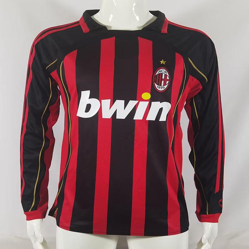 06 Champions League Final Edition AC Mailand Retro Trikot Nr. 22 Kaka 95-96 Heim Lang Kurzarm Klassisches Fußballtrikot