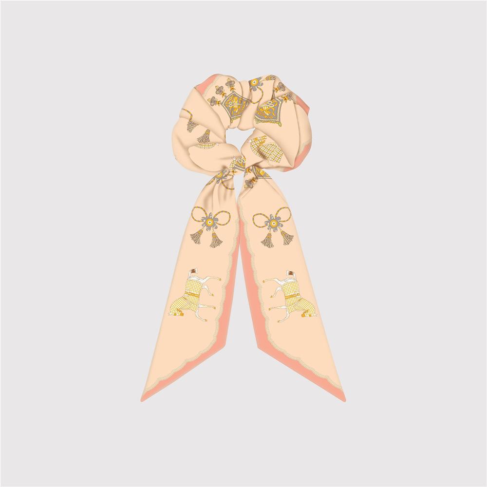 Naturalny Jedwab Duże Gumki do Włosów Gumki Wstążki do Włosów Wzór Łańcucha Elastyczne Gumki do Włosów Kucyk Kobiety Elegancki Szalik Akcesoria do Włosów