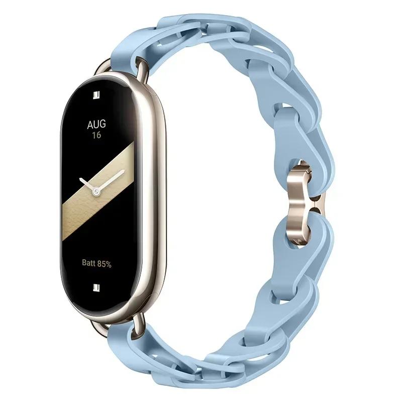 Silicone Strap for Xiaomi Mi 8 Band Chain Buckle Bracelet for Miband 8 NFC Fashion Lady Style Replacement Rubber Band Correa