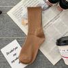 6 Pairs Women's Casual Comfortable Mid Length Socks Spring Summer Fashionable Versatile Solid Color Long Tube Sports Socks
