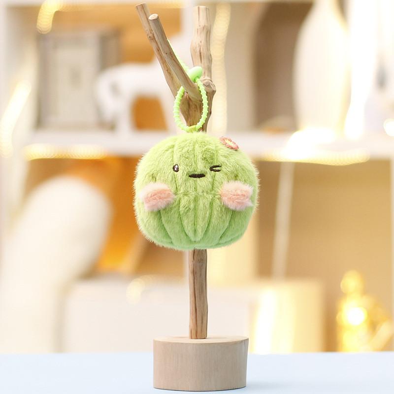 

Cute Plush Cactus Doll Keyring Accessory With Flower Decoration For Gifts And Decor розовый