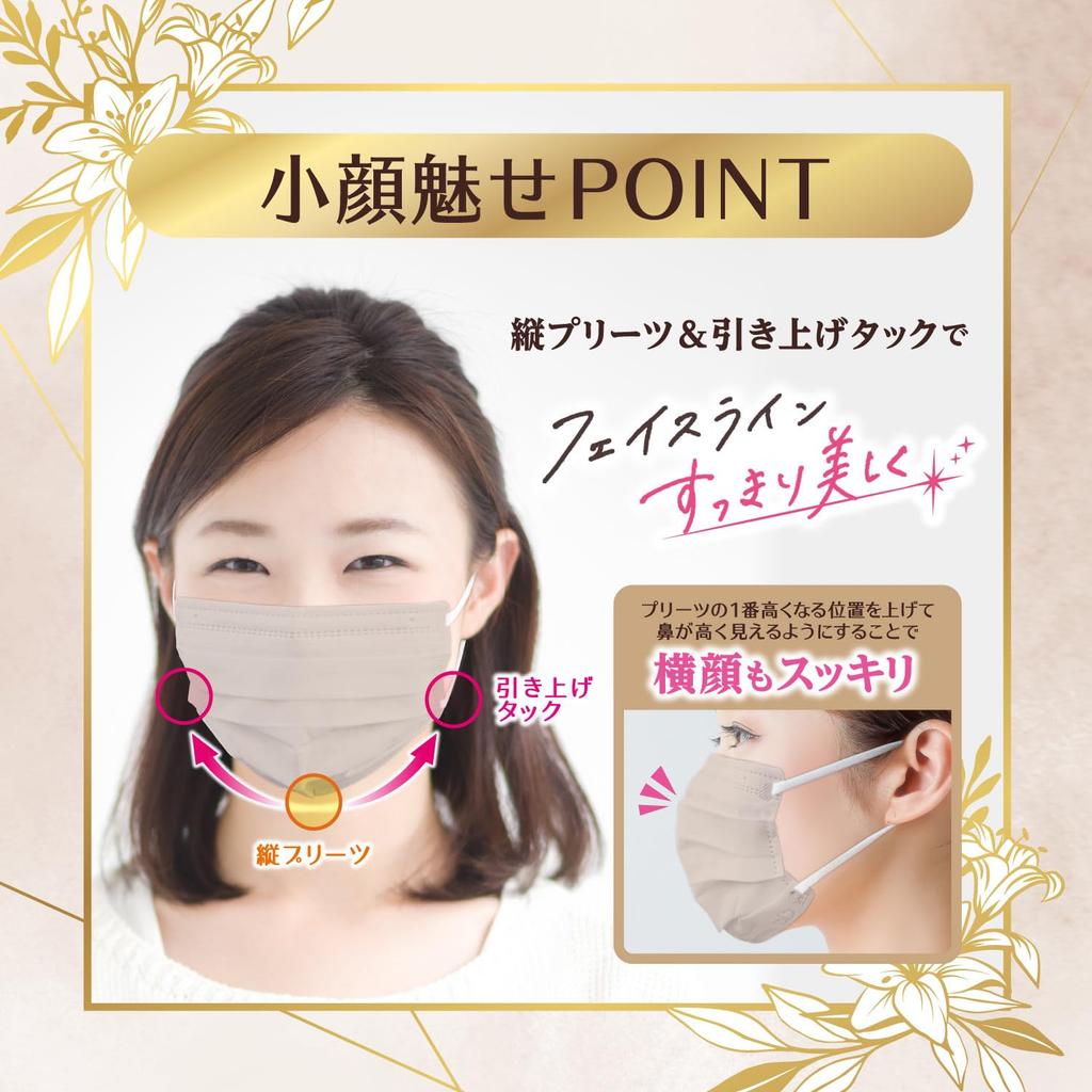 Hakugen Erde Falten Regular Milchtee 20 JIS-Standard Breite Ohrschleifen für Make-up B-Stil Masken, Größe, Beige, Masken, Konform, Komfort, Widerstandsfähig,
