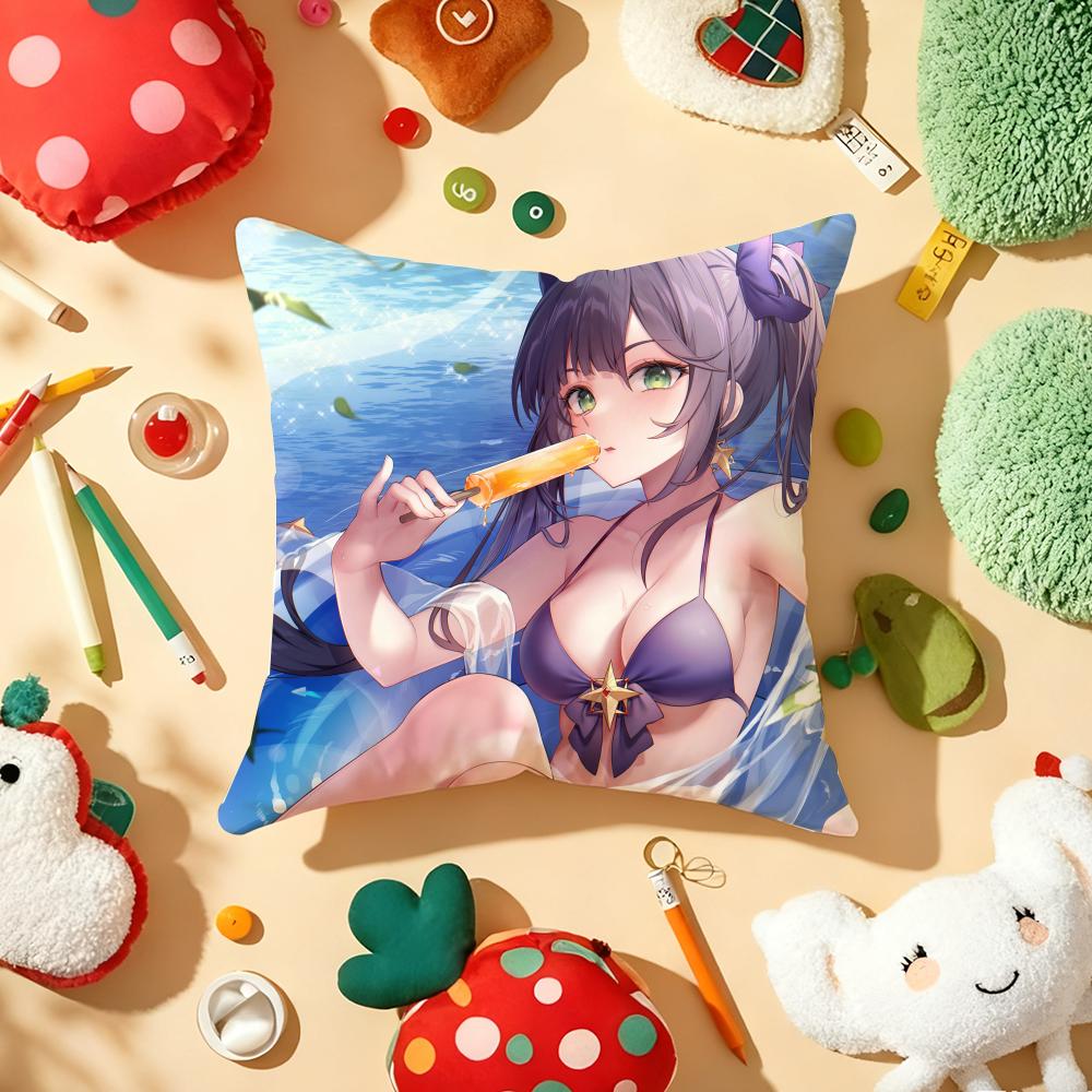 Xiao G-Genshin I-Impact Pillow Case Plush Fabric Soft Double-Sided Printed Sofa Warm Winter Home Gift Cushion Cover