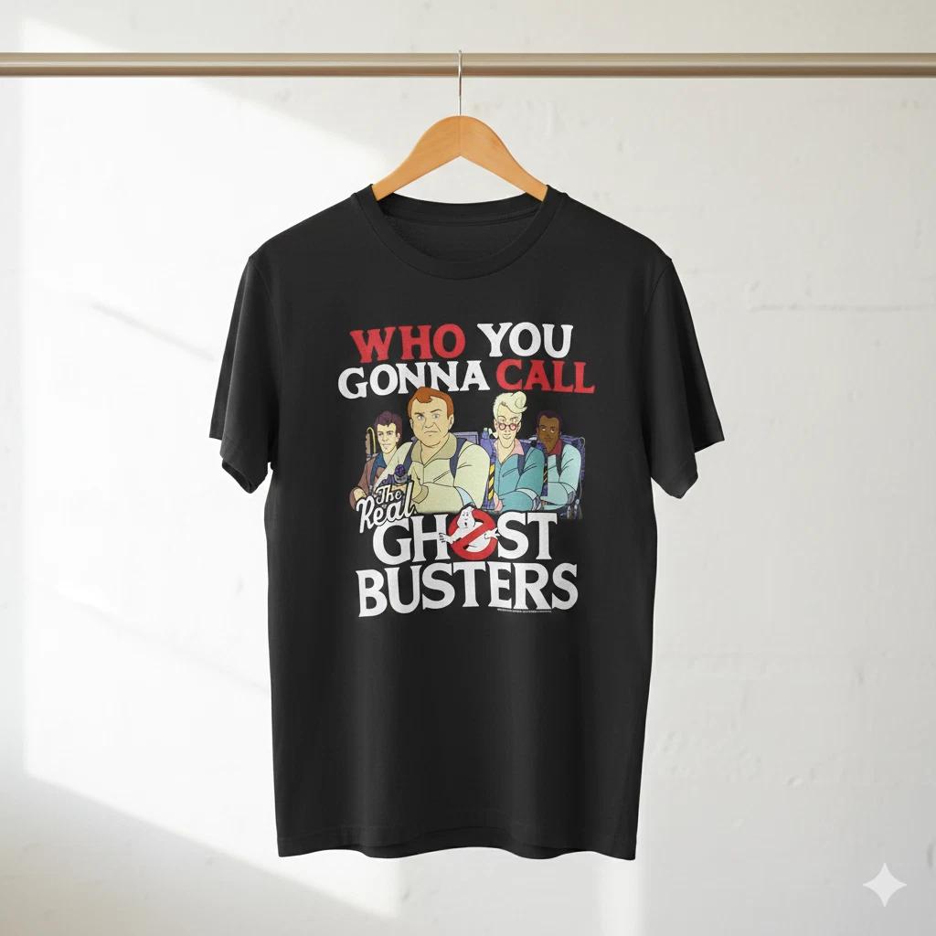 Ghostbusters Who You Gonna Call Graphic T-Shirt Black Movie Cartoon Tee - T478 L