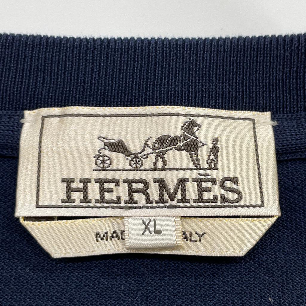 Hermes Navy Cotton Pocket T-shirt Tops XL NavyUsed