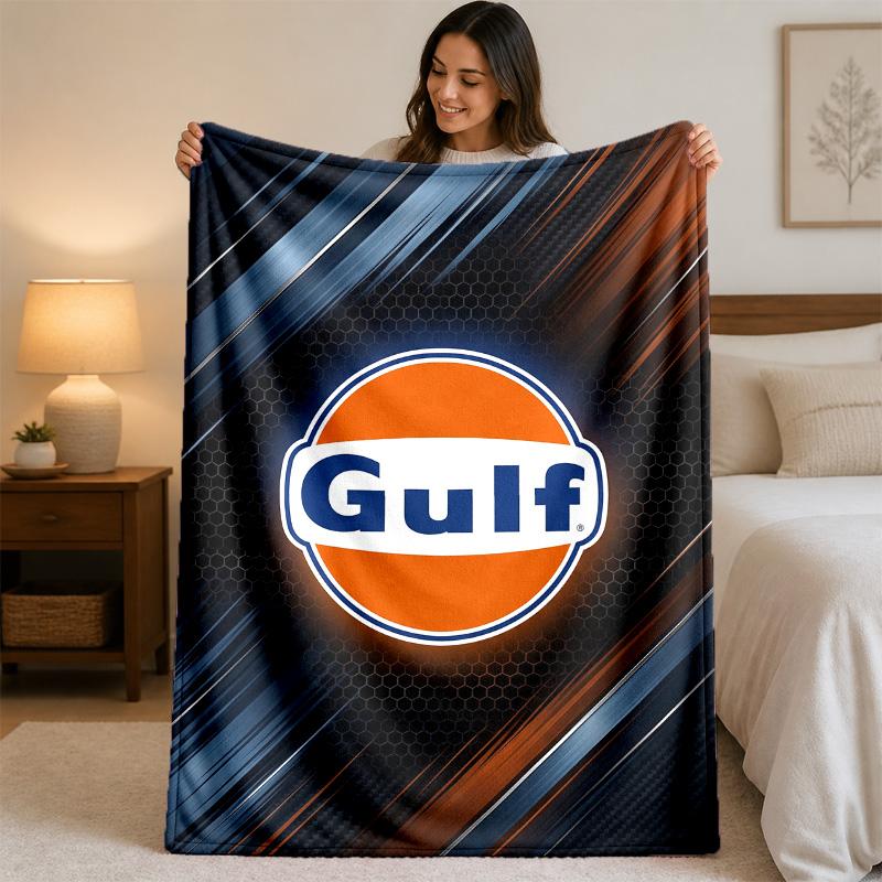 Gulf Print Flannel Blanket Cozy Lightweight Plush Throw Blanket For Bed Sofa Household Use