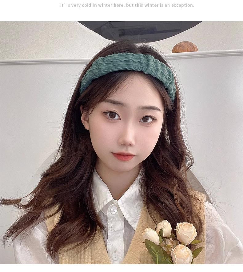 

Осенняя плюшевая вязаная повязка на голову для женщин - Высокий купол, широкий край, плиссированная заколка для волос, модная и универсальная.