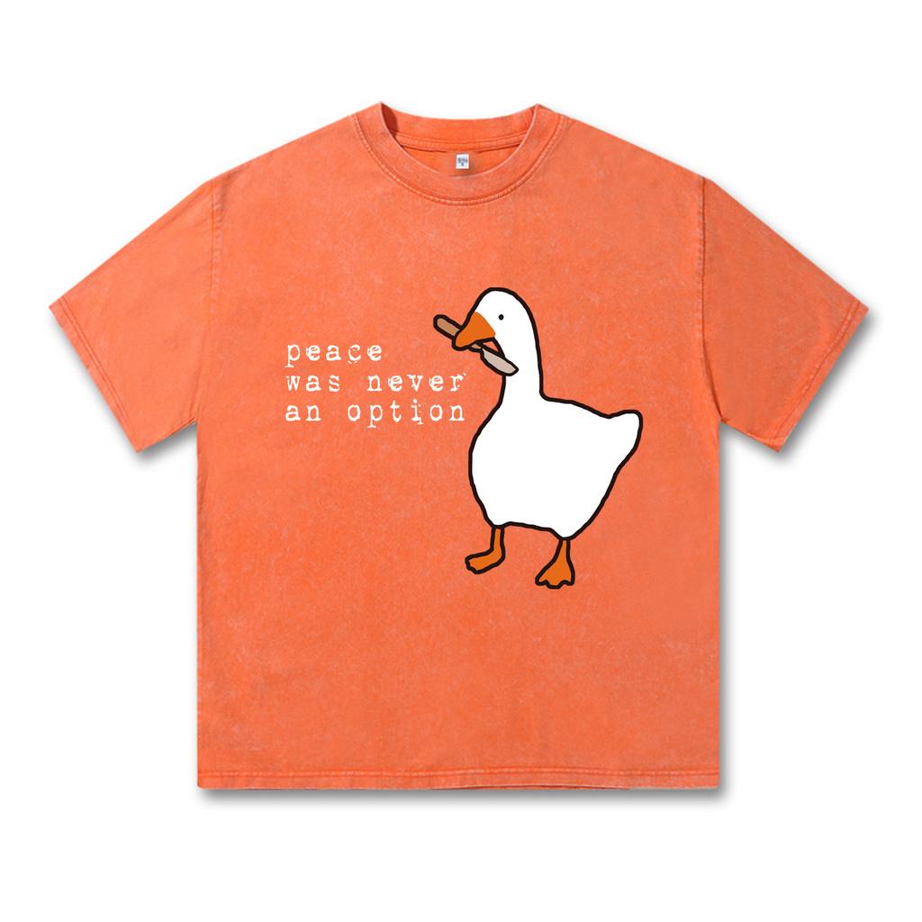 Mír nikdy nebyl možností Retro prané vintage tričko s potiskem Vtipné oversized topy Harajuku Klobouk Šňůrka Tričko