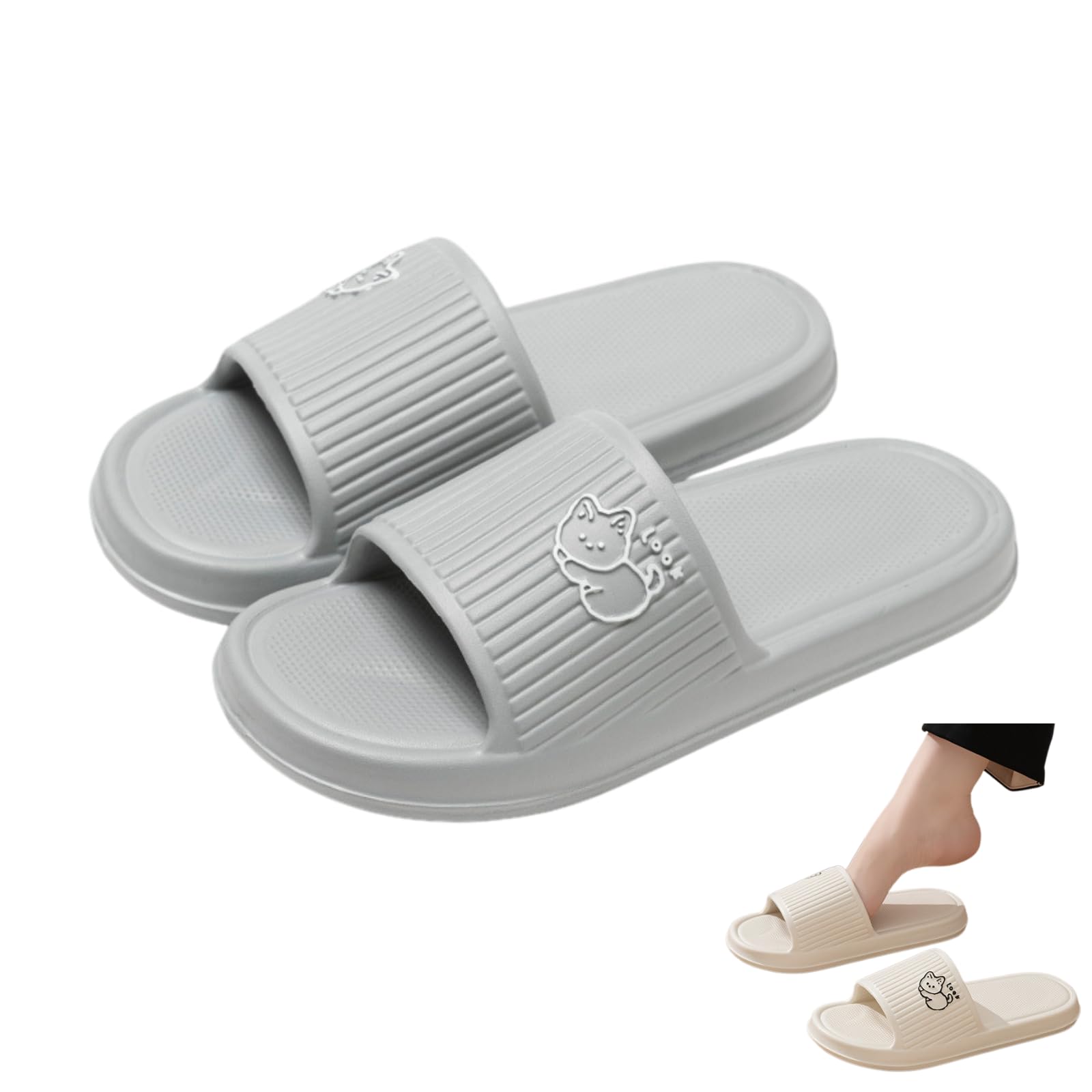 

Sunny Glow Cat Один размер подходит Мягкие тапочки/сандалии для ванной, Все, Моющиеся, Легкие, Нескользящие, Милые, Женские, Материал, Для использования в помещении/на улице, серый