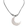 Bohemian Style Necklace Vintage Leaf Moon Pendant Neckchain for Women Girls Beaded Collar Chain PU Cord Party Jewelry