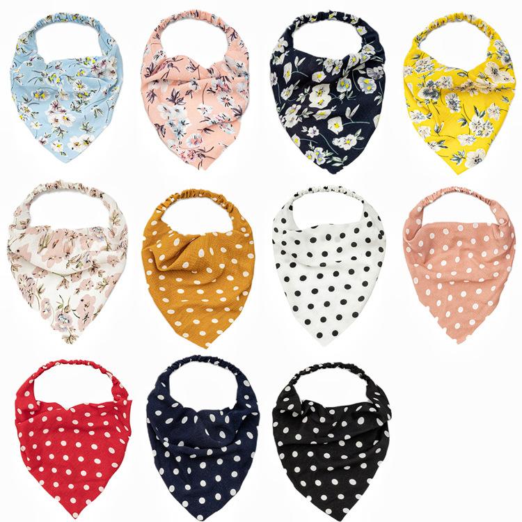 Baghutni Dreieckiges Kopftuch mit Blumenmuster und rundem Stirnband, elastisches Band in Form eines Dickdarms, Haarseil-Stirnband und Haargummi