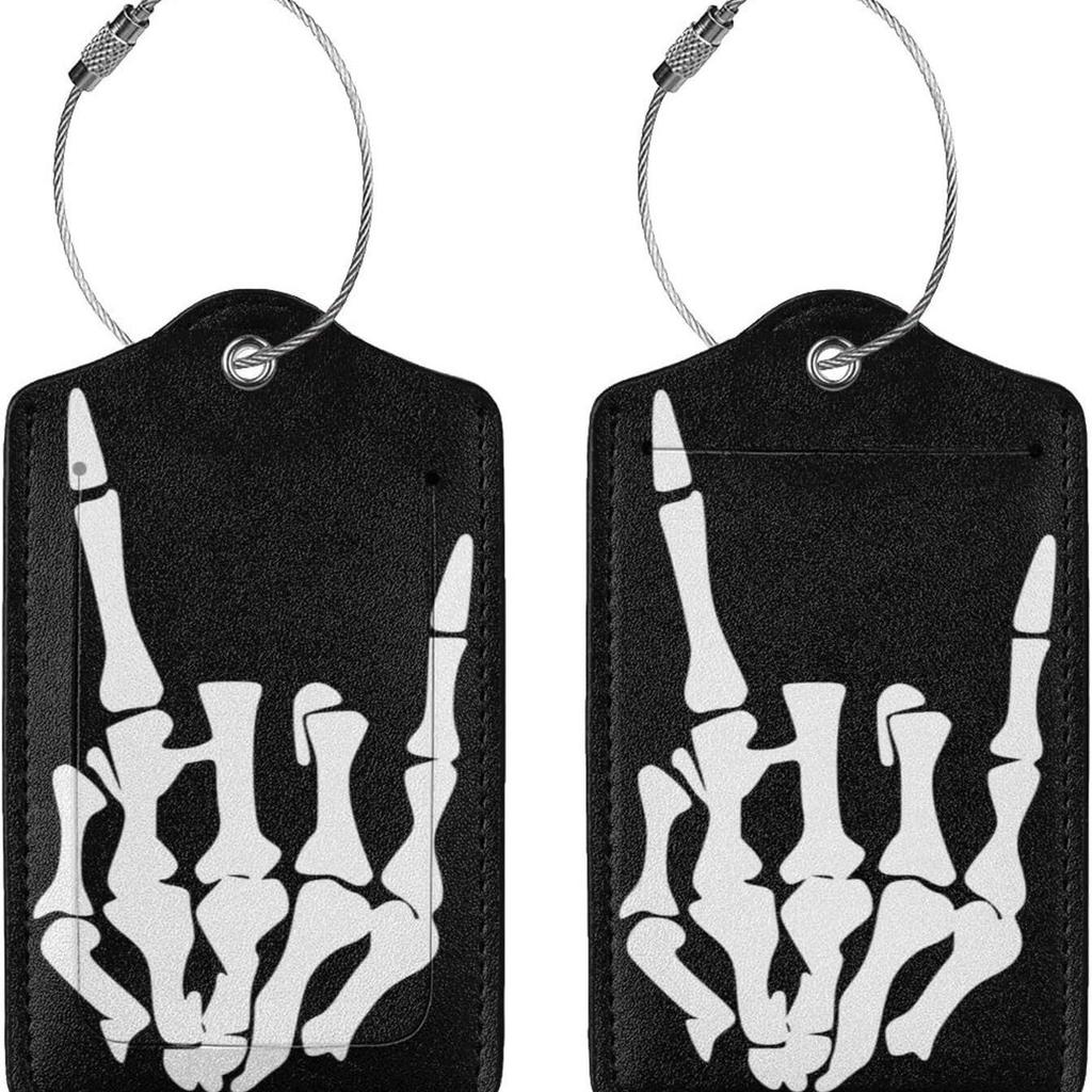 Stylish Printed Leather Luggage & ID Tag Set