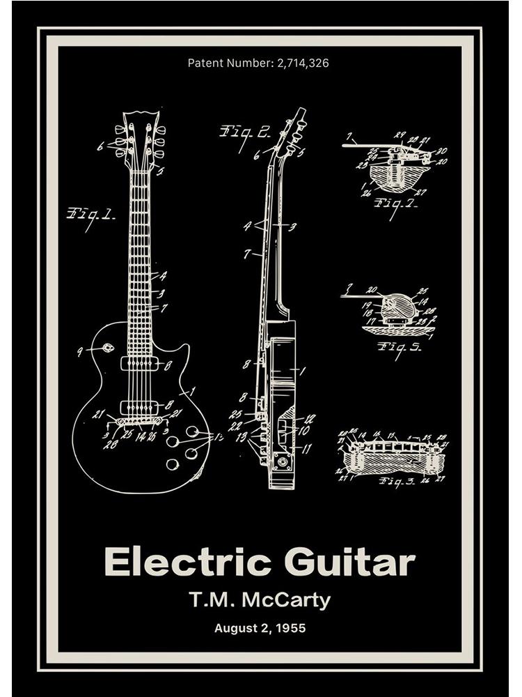 Vintage Musical Instrument Patents Posters Canvas Painting Guitar Saxophone Boombox Video Game Machine Wall Art Room Home Decor