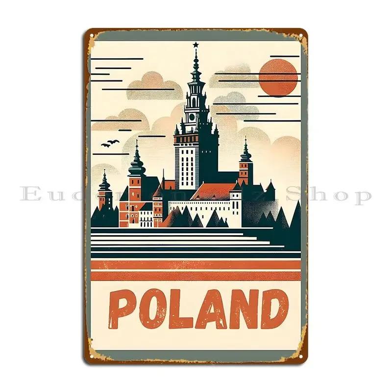 Poland Minimalist Retro Design Soft Colors Metal Sign Cinema Design Garage Club Decoration Personalized Tin Sign Poster 20x30cm(7.8x11.8inch)
