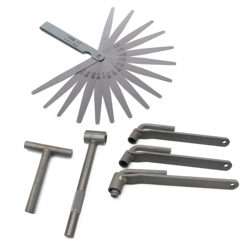 Motorcycle Scooters Engine Valves Screw Repair Wrench Adjusting Square Hexagonal Hole Spanner Tool with Feelers Gauges