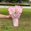 OJW Handmade Knitted Pink Rose Bouquet