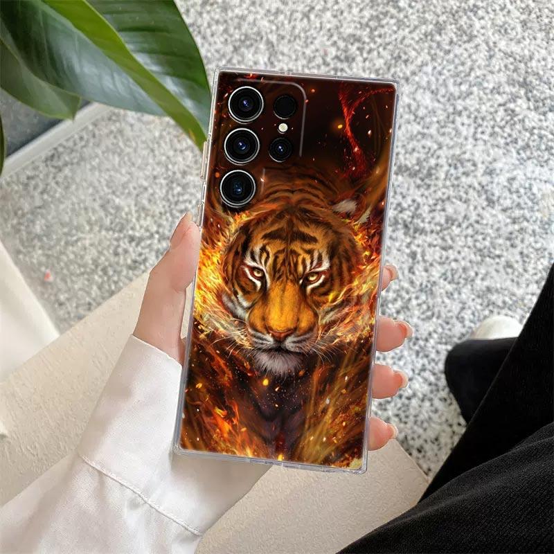 

The Tigre Wolf Lion Animal S25Ultra Phone Case For Samsung Galaxy S25 S24 S23 S21 Ultra S20 FE S22 Plus A56 A55 Case Clear Cover For Note 10 Plus