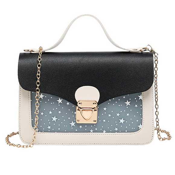 

Женская мини-маленькая квадратная сумка на плечо, модная сумка через плечо с блестками и звездами, кошелек, сумки, мешок One Size чёрный