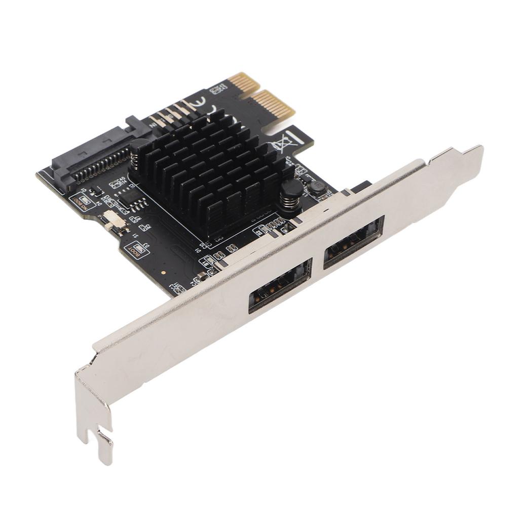 PCIE to Power ESATA Expansion Card 2 Port 6.0Gbps Support Hot Swap Plug and Play PCI Express SATA Card for Desktop