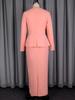 AOMEI Women Elegant Beaded Peplum Dress Long Sleeve V Neck Maxi Dresses for Church Party Special Occasions