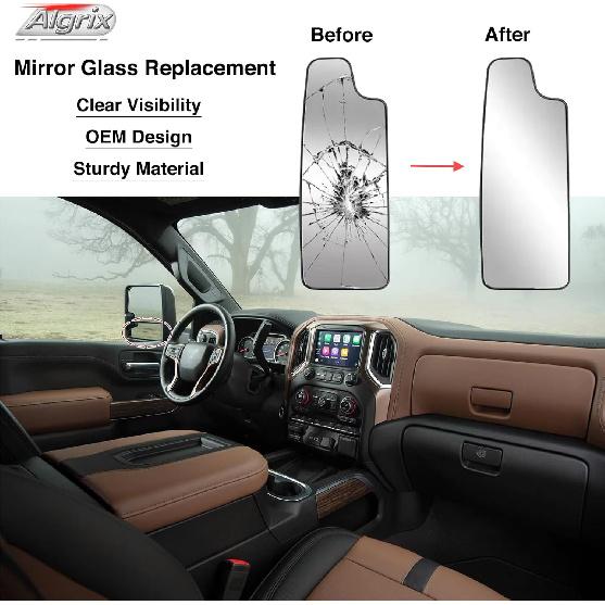 Driver Side Lower Mirror Glass Replacement For      2024 2025 Chevy Silverado GMC Sierra 1500 2500 HD 3500 HD Left Convex Non-Heated Towing Mirror