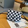 Black and White Plaid Shoulder Messenger Bag Bag Woman