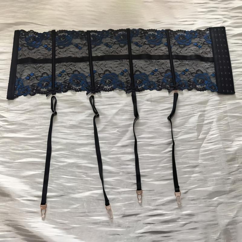 Women Sexy Transparent Lace Corset Suspender Gothic Retro Fishbone Waist Shaping Vest Integrated Garter Belt For Stockings