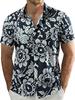 Men's Short Sleeve Shirt, Sunflower Print Loose Fit Shirt, Lightweight Collared Button-Up Casual Top