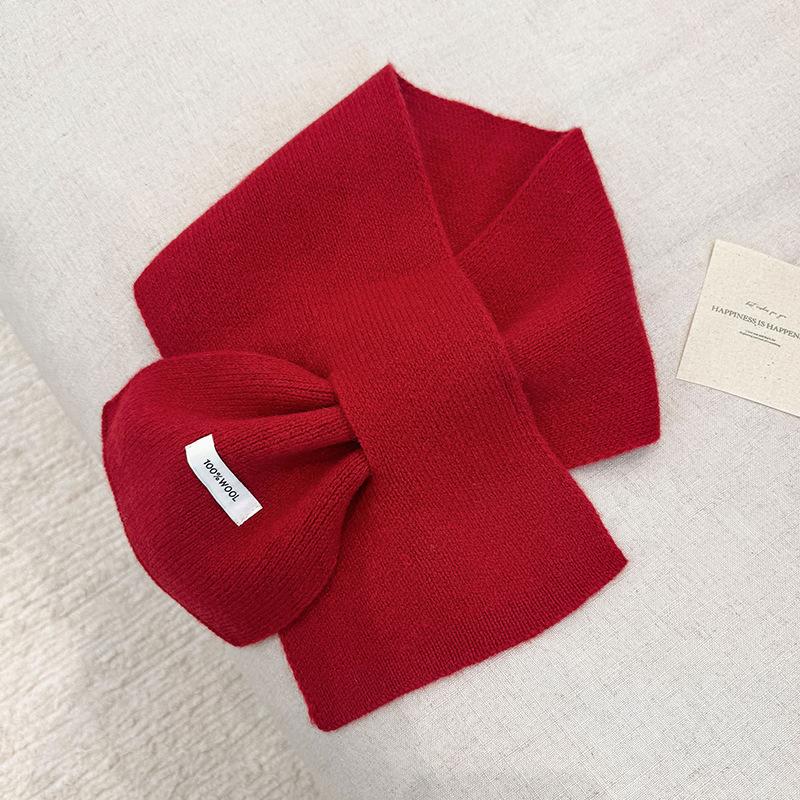 Wool Winter Scarf For Women Warm Triangle Knit Scarves Hijab Solid Lady Shawl Wrap Female Pashmina Bandana Head Scarfs