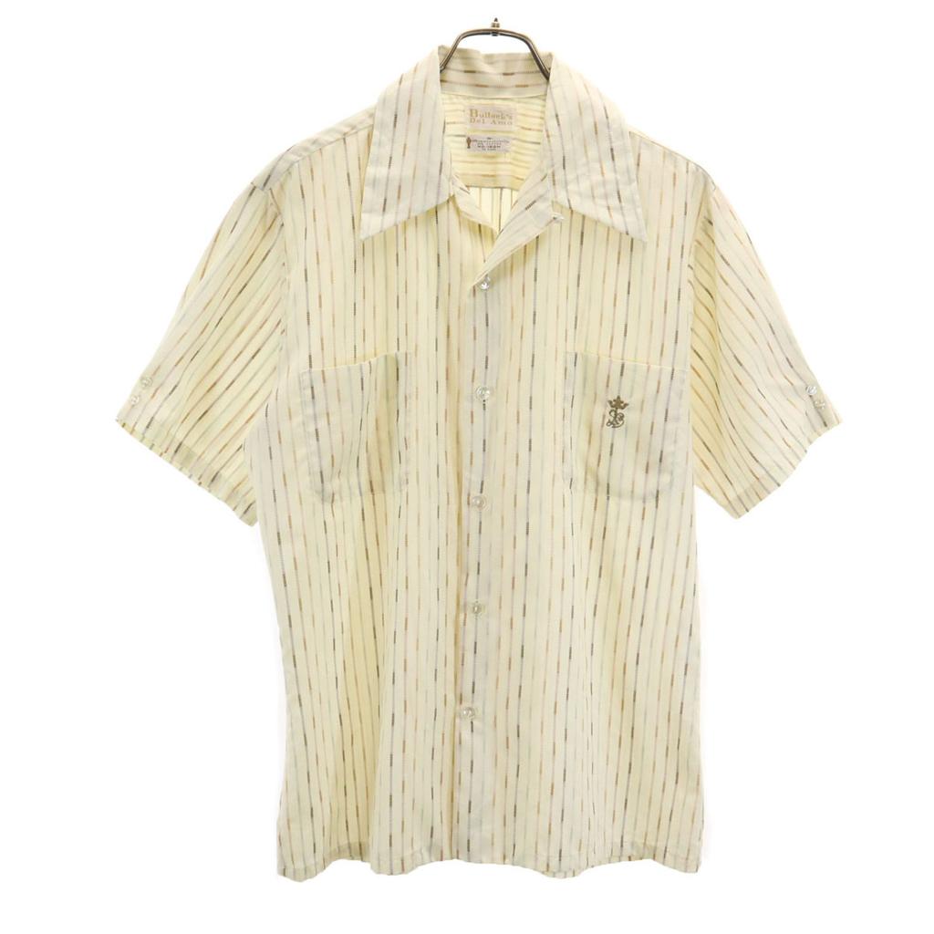 70s Vintage open collar Striped Pattern Short sleeve Open collar shirt M Men's Used