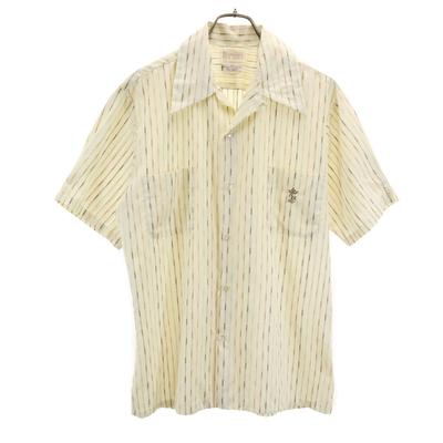 70s Vintage Open Collar Striped Pattern Short Sleeve Open Collar Shirt M Men's Used