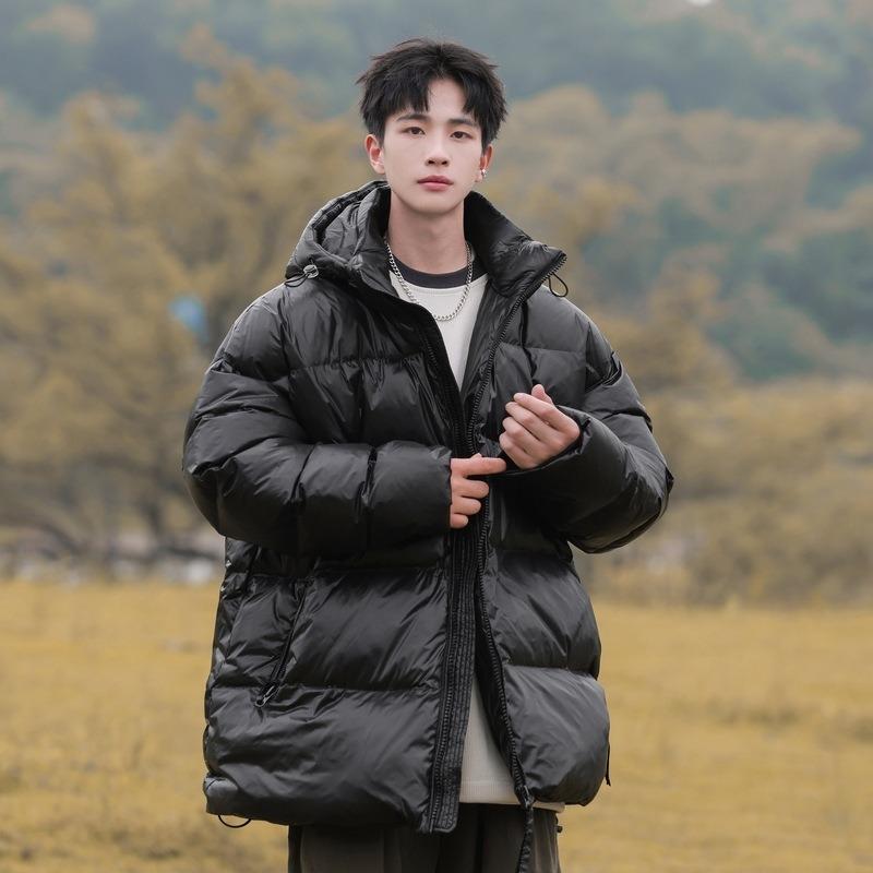 Winter Removable Down Jacket Couple Casual Warm Windproof Dirt-resistant Glossy White Duck Down Jacket
