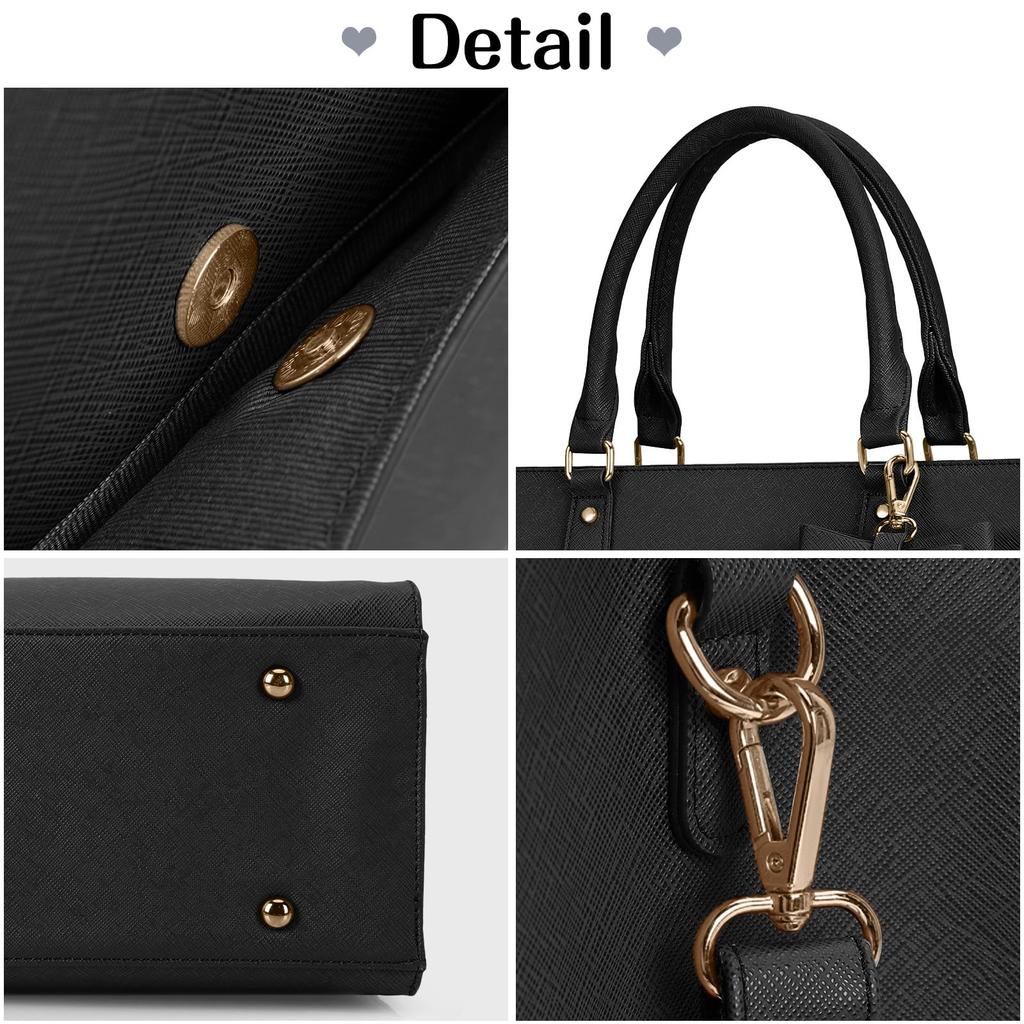 Tote Pendling Affärer Stor Kompatibel med Kompatibel med tum Axel Flera Arbete Jobb Svart [RAINSMORE] Väska, Dam, Väska, Väska, Kapacitet,