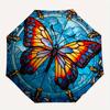 Stunning Butterfly Stained  DecorUmbrella, Portable 3-Fold Compact Umbrella,Christmas Gift ES531