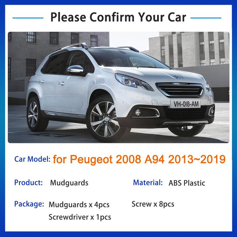 4X For Peugeot 2008 A94 2013 2014 2015 2016 2017 2018  Mud Flaps Mudguards Splash Fender Guard Front Rear Wheels Accessories