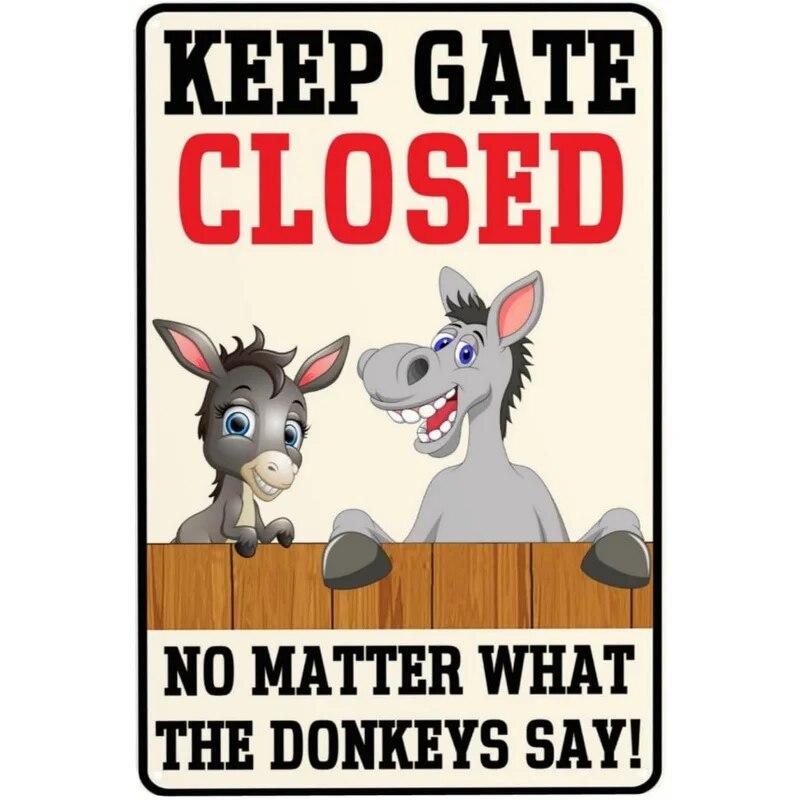 Vintage Warning Metal Tin Sings Keep Gate Closed Posters Plate Wall Decor for Home Bars Garage Cafe Clubs Garden Retro Poster