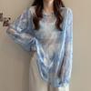 Summer Girl Ice Silk T Shirt With Gradient Dye Long Sleeve Lightweight For Casual Wear