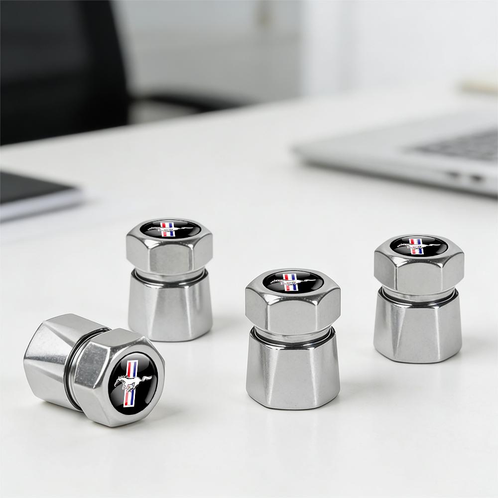 pdzh2 4Pcs Car Metal Wheel Valve Caps Covers Accessories For Ford Focus Kuga Mondeo Ranger Fiesta Mustang ST Shelby Fusion Edge Escape
