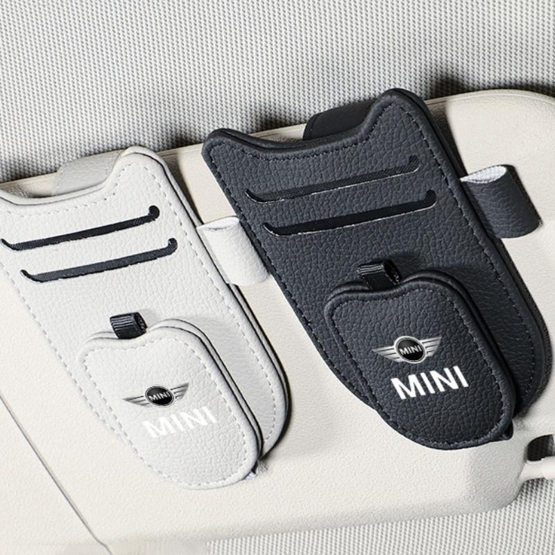 Magnetic Sunglasses Holder Car Sun Visor Eyeglasses Clip Multi-Functional PU Ticket Card Clip Vehicle Accessory