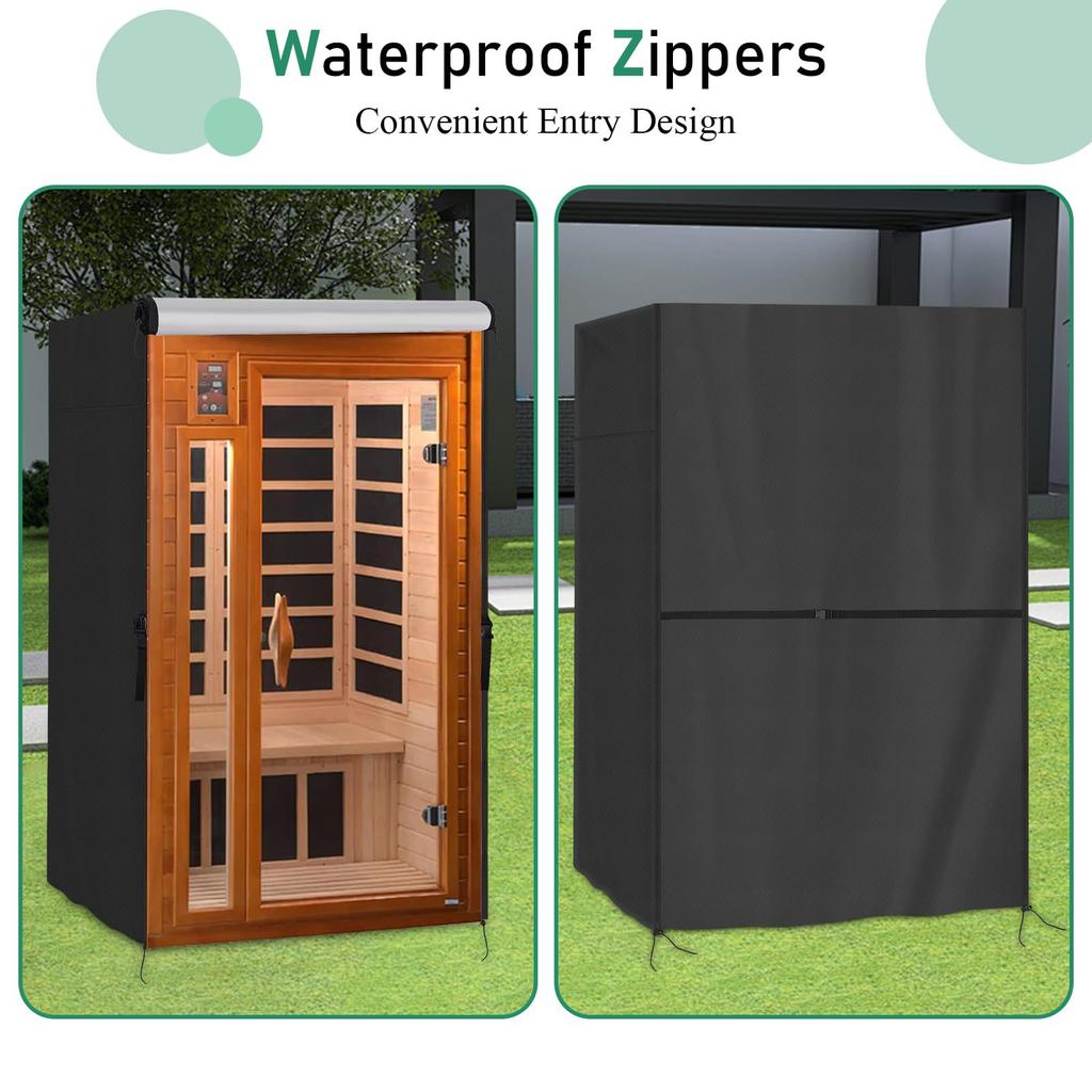 Outdoor Sauna Cover Waterproof Dustproof Rain Protection 600D Oxford Cloth Black 210x210x180cm