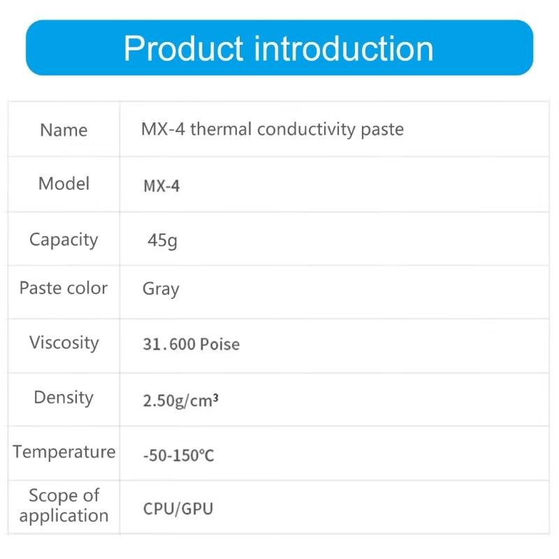 MX4 Thermal Paste Efficient Heat Conductivity Paste 45g For Universal Use In PC And Laptops MX-4