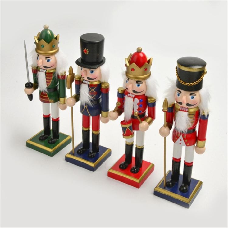 Collectible 25cm Wood Nutcrackers Figurine Handmade Tabletop Decoration Stylish Desktop Statue Ornament for Party Use