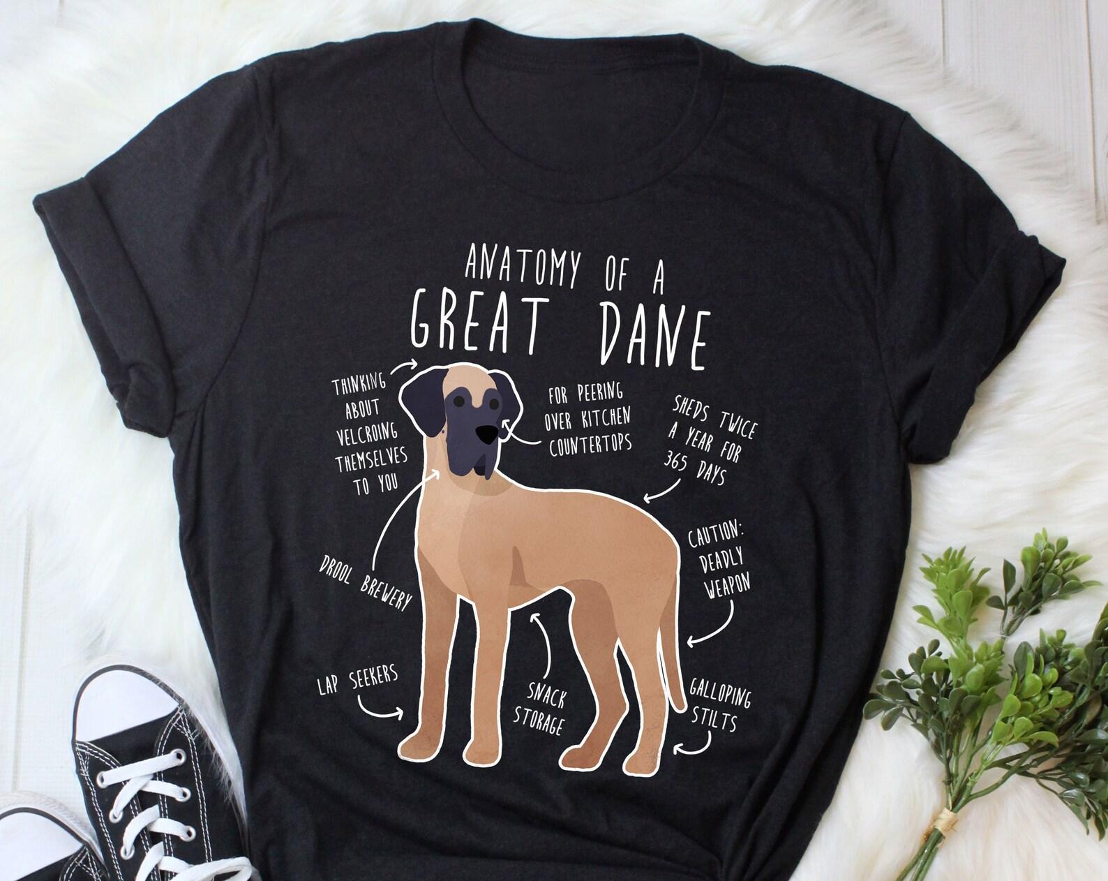 Fawn Great Dane Shirt, , , Funny Dog Lover Gift, Cute Great Dane T-shirt, Great Dane Mom, Dog Dad Tshirt, Pet Tee, Dog Anatomy 140