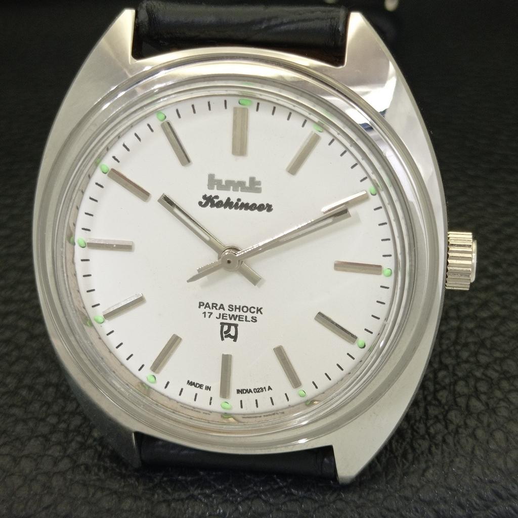 VINTAGE HMT KOHINOOR HAND-WINDING INDIAN MENS WHITE COLOR DIAL WATCH A440915-4 HT-a440915